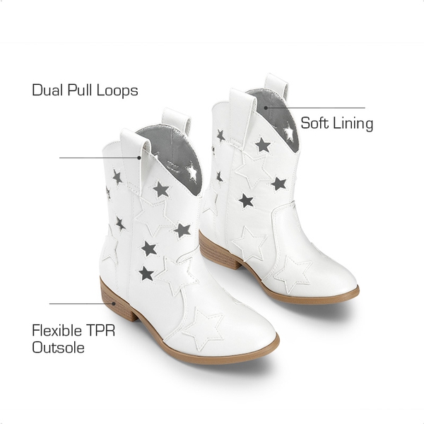 Girls' Stylish Western Cowgirl Boots - WHITE - 2